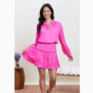 New Pink Tiered Mini Dress - Skies are blue